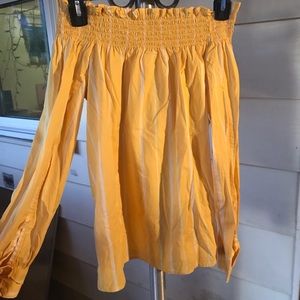 Yellow & White Striped Off Shoulder Top